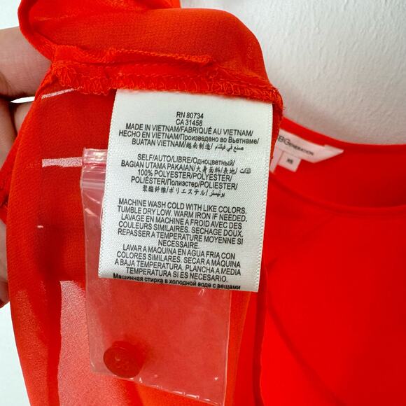 BCBGeneration NWOT Orange Flowy Layered Button Up Crop Top Sheer Tank - Picture 10 of 13